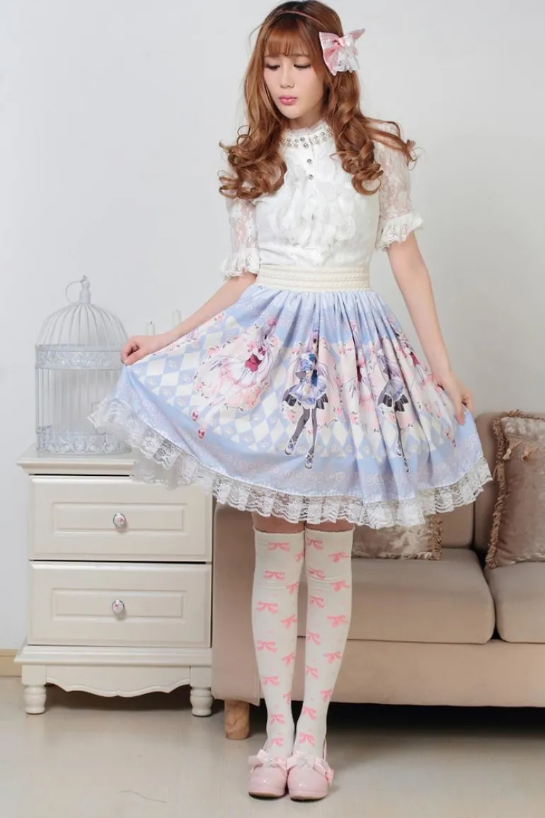 Milky Anime Print Skirt