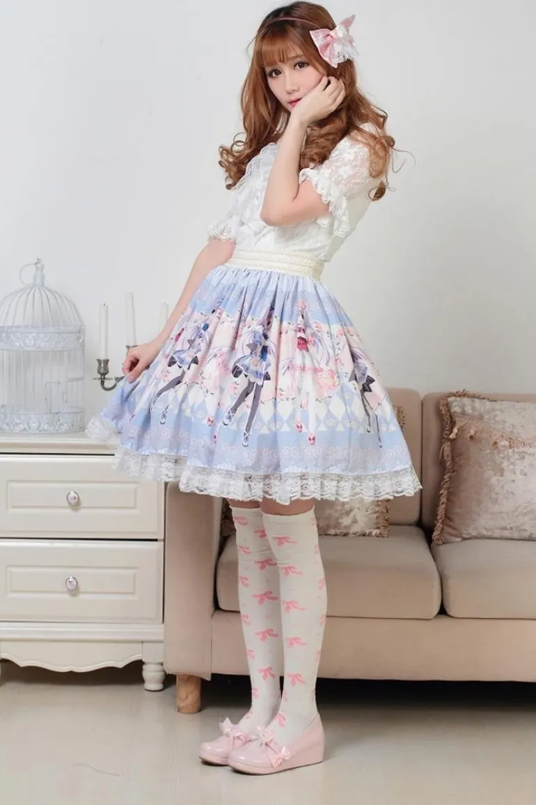 Milky Anime Print Skirt