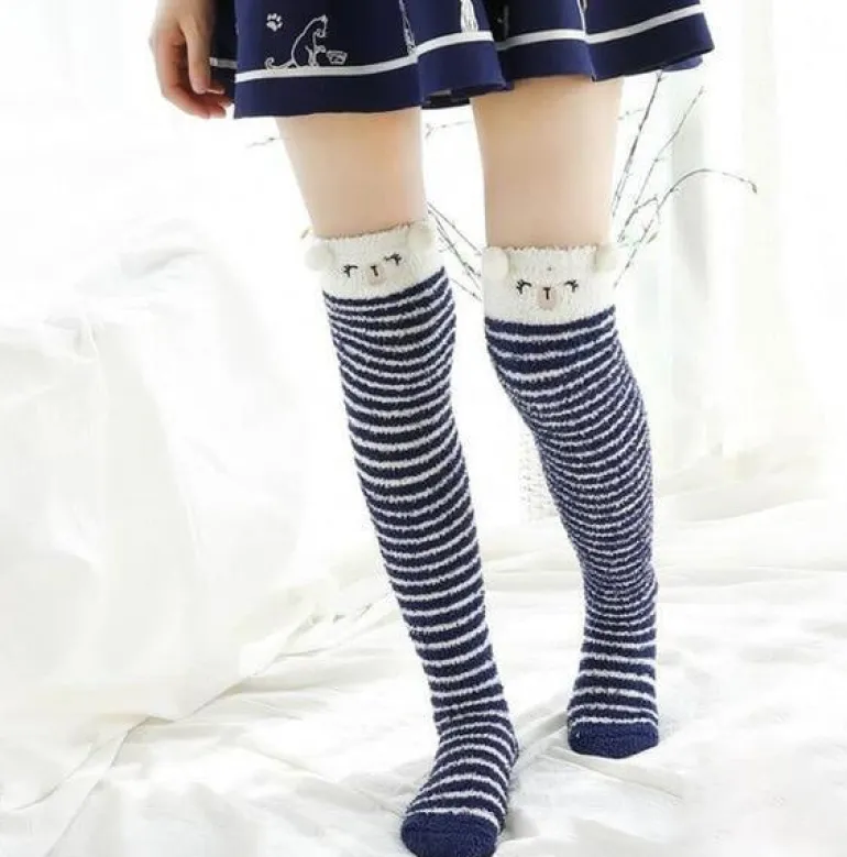 Navy Bear Thigh Highs