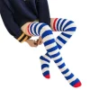 Navy Striped Fuzzy Thigh Highs