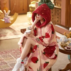 Oversized Fuzzy Strawberry Nightgown