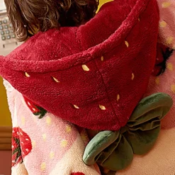 Oversized Fuzzy Strawberry Nightgown