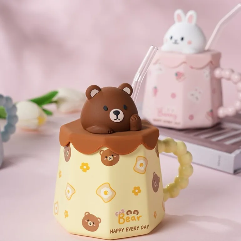Pastel Animal Mug & Straw Set