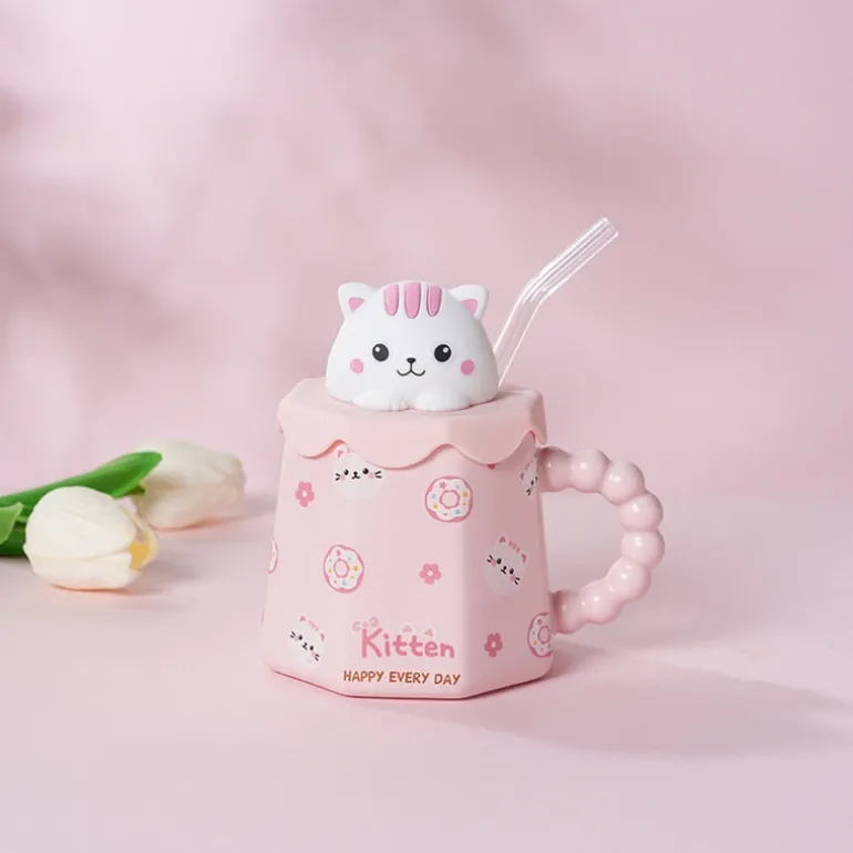 Pastel Animal Mug & Straw Set
