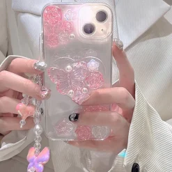 Pastel Candy Butterfly iPhone Case And Chain