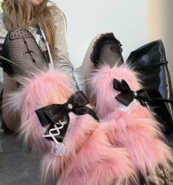 Pastel Goth Fur Leg Warmers