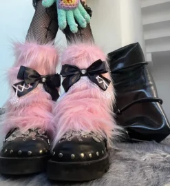 Pastel Goth Fur Leg Warmers