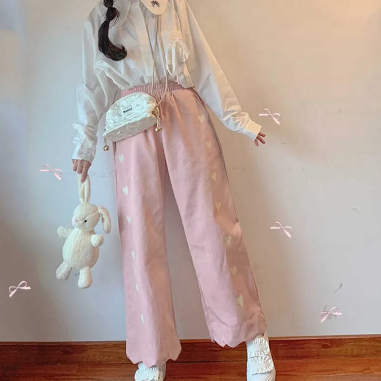 Pastel Heart Print Pants