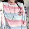 Pastel Striped Oversized Top
