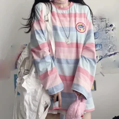 Pastel Striped Oversized Top