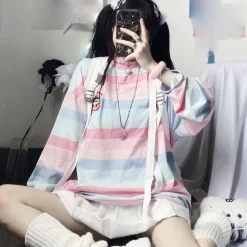 Pastel Striped Oversized Top