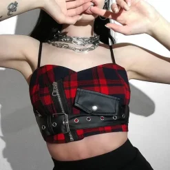 Patchwork Plaid Crop Top