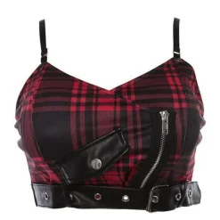Patchwork Plaid Crop Top