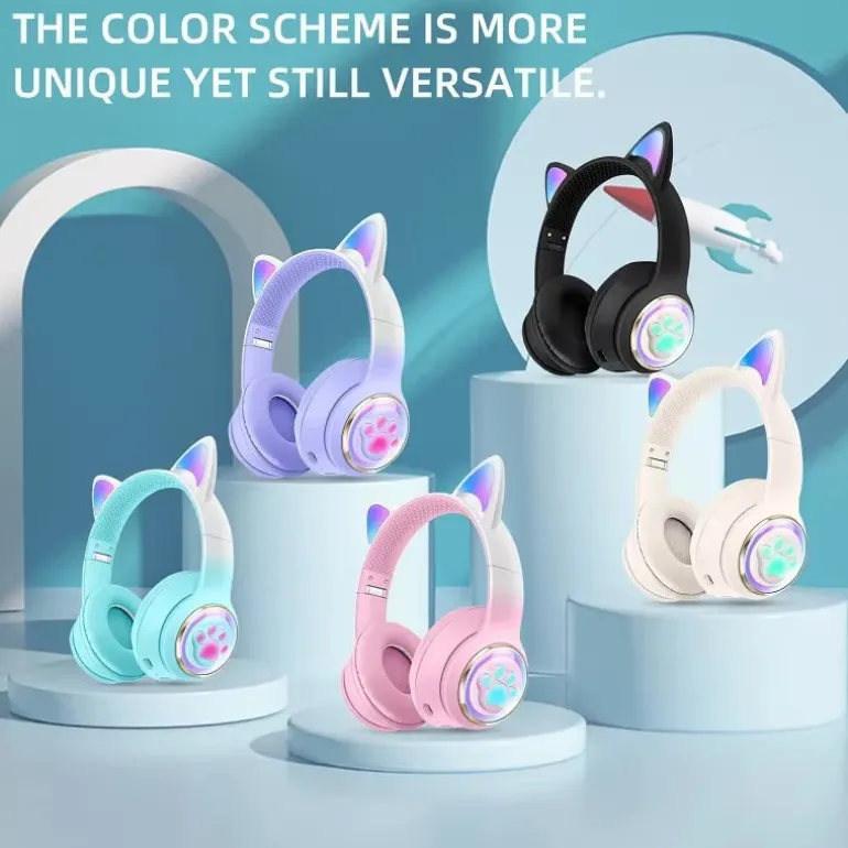 Paw Print Cat Ear Gaming Headphones
