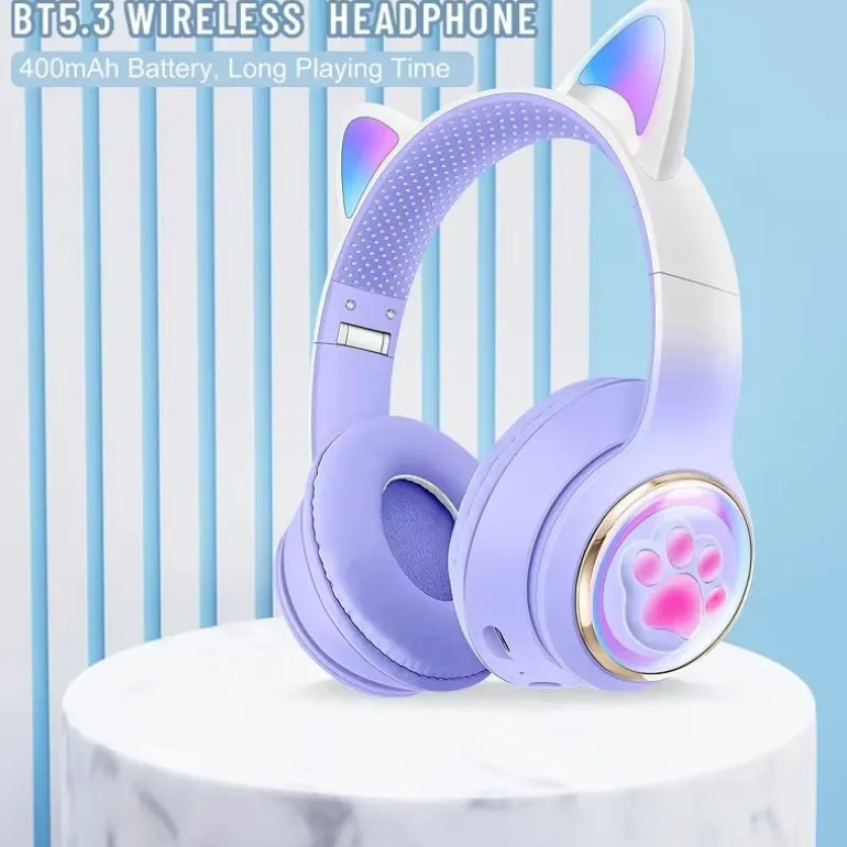 Paw Print Cat Ear Gaming Headphones