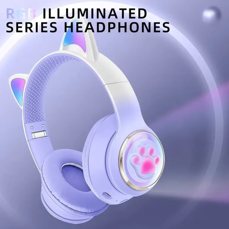 Paw Print Cat Ear Gaming Headphones
