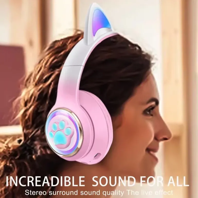 Paw Print Cat Ear Gaming Headphones