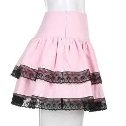 Pink Black Layered Skirt