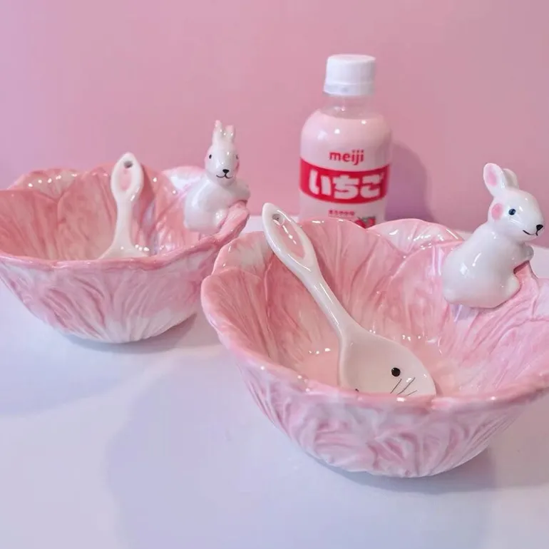 Pink Bunny Bowl & Spoon