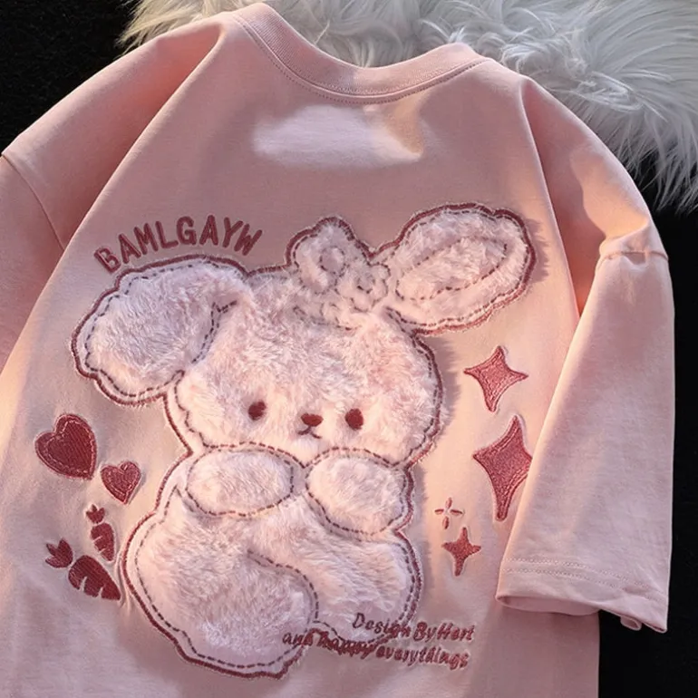 Pink Bunny Fluffy Tee