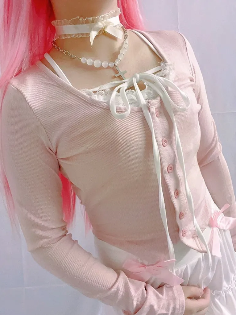 Pink Button Up Lace Cardigan