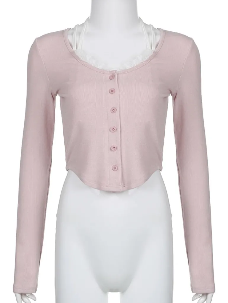 Pink Button Up Lace Cardigan