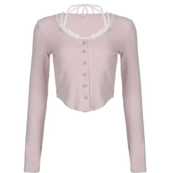 Pink Button Up Lace Cardigan