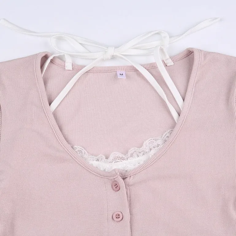 Pink Button Up Lace Cardigan