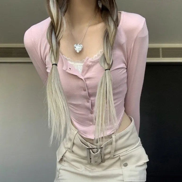 Pink Button Up Lace Cardigan