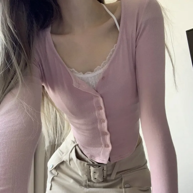 Pink Button Up Lace Cardigan