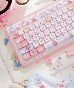 Pink Kawaii Teddy Keycaps Set