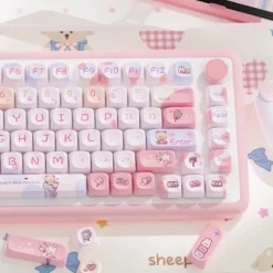 Pink Kawaii Teddy Keycaps Set