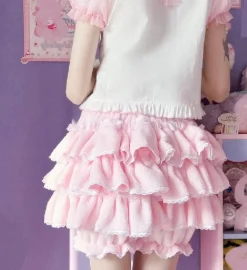 Pink Layered Cake Bloomer Shorts