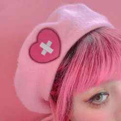 Pink Menhera Nurse Beret