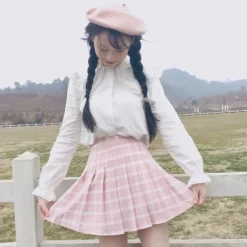 Pink Plaid School Girl Skirt