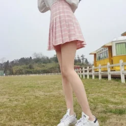 Pink Plaid School Girl Skirt