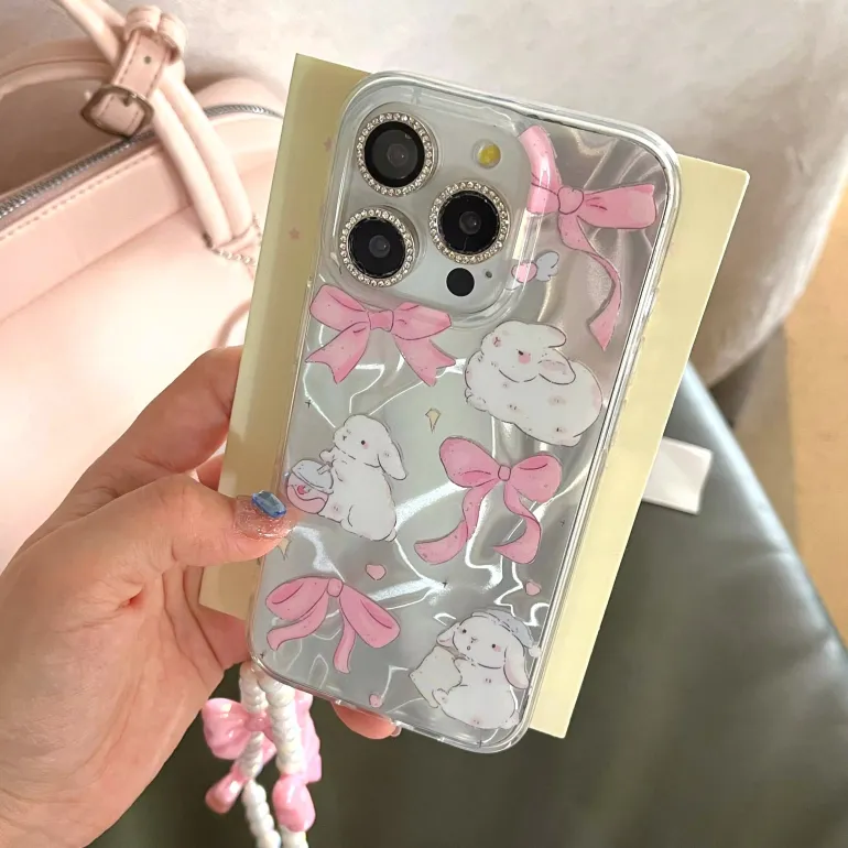 Pink Ribbon Bunny iPhone Case