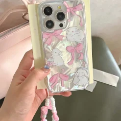 Pink Ribbon Bunny iPhone Case