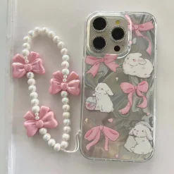 Pink Ribbon Bunny iPhone Case