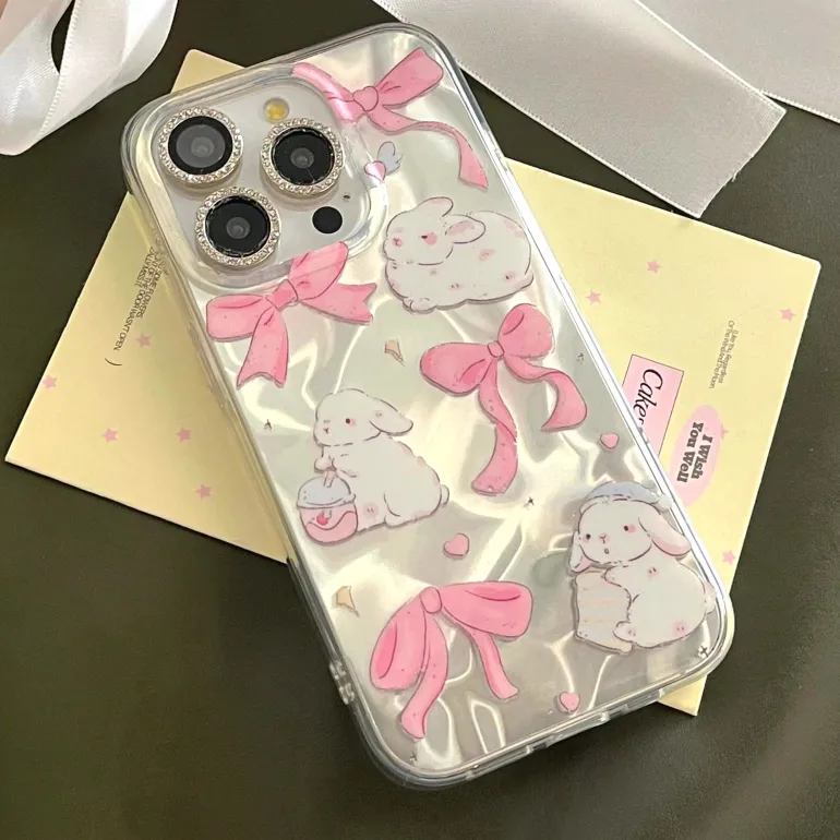 Pink Ribbon Bunny iPhone Case