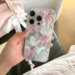 Pink Ribbon Bunny iPhone Case