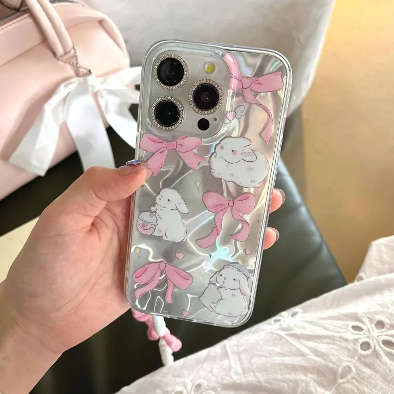Pink Ribbon Bunny iPhone Case