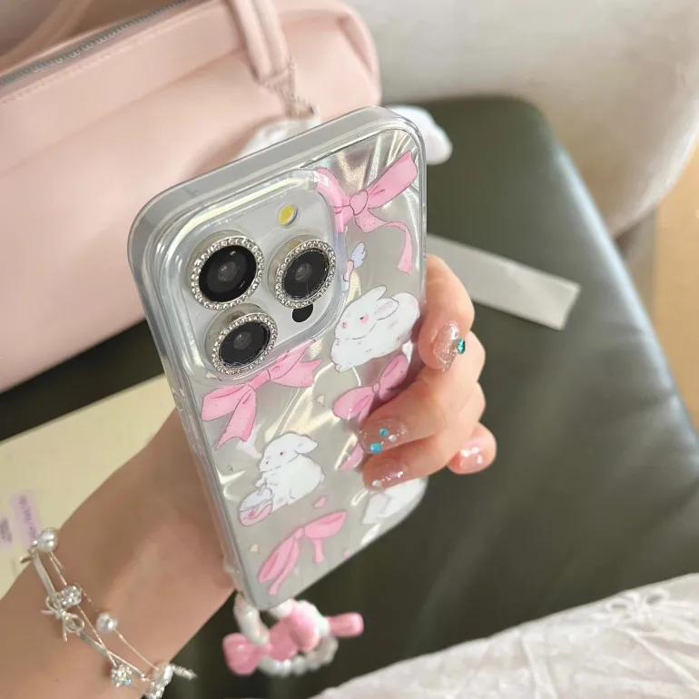 Pink Ribbon Bunny iPhone Case