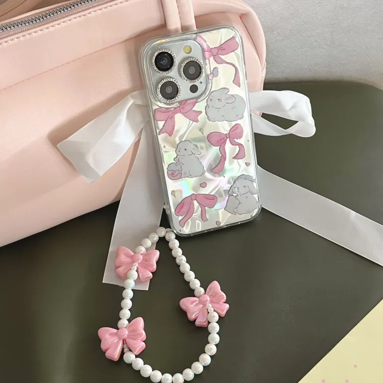 Pink Ribbon Bunny iPhone Case