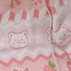 Pink Strawberry Knit Bear Sweater