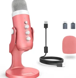 Pink USB Condenser Studio Microphone