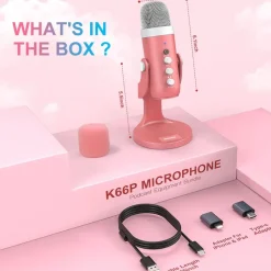 Pink USB Condenser Studio Microphone
