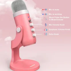 Pink USB Condenser Studio Microphone