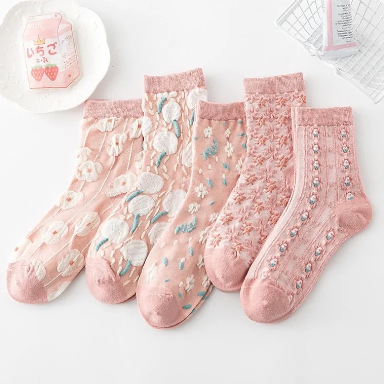 Pink Vintage Floral Sock Set