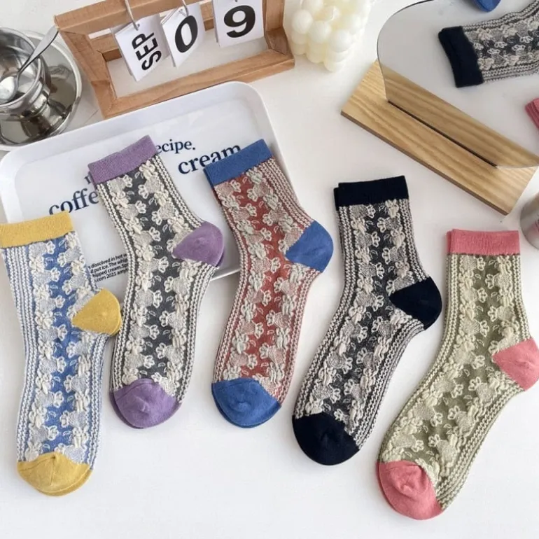 Pink Vintage Floral Sock Set